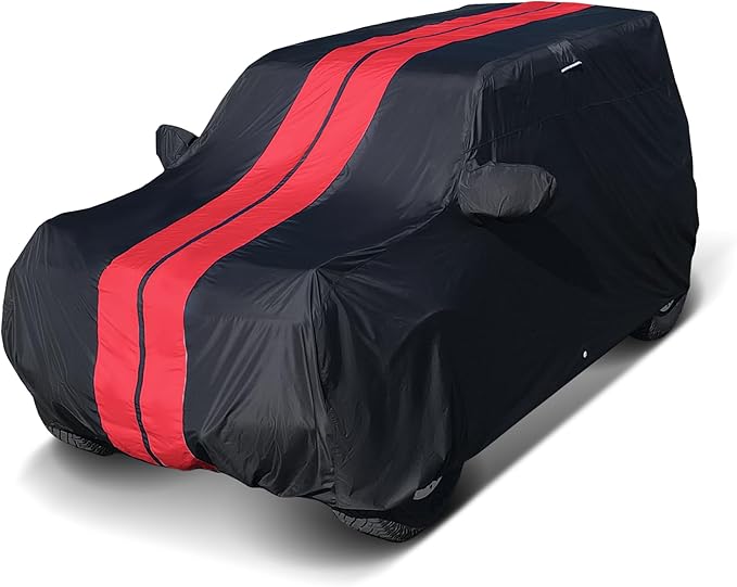 iCarCover Premium SUV Cover for 2008-2015 Mercedes-Benz GLK-Class Heavy Duty Waterproof All Weather Automobiles Custom Full Exterior Indoor Outdoor UV Snow Rain Protection Covers (Stripe - Black/Red)