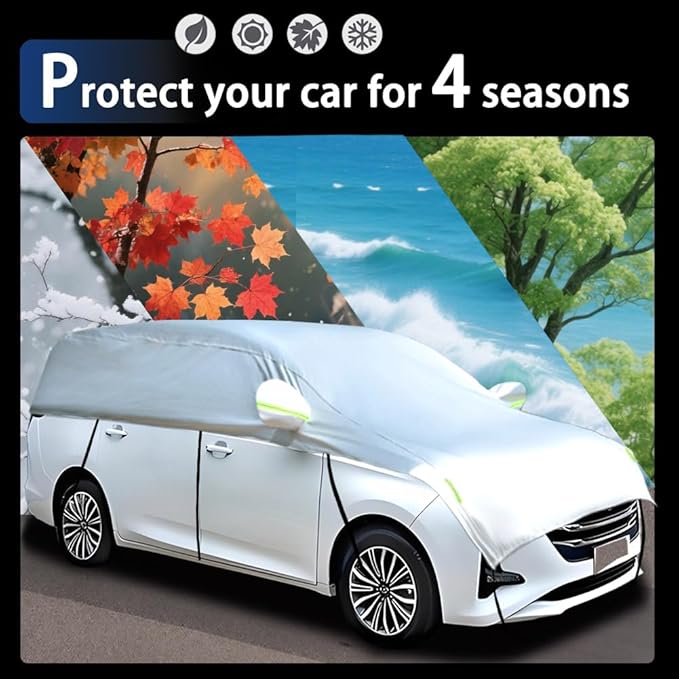 Half Car Cover Car Cover for Sunshade Half Car Body Cover Snow Cover Waterproof Universal 210D with Cotton (SUV/MPV)