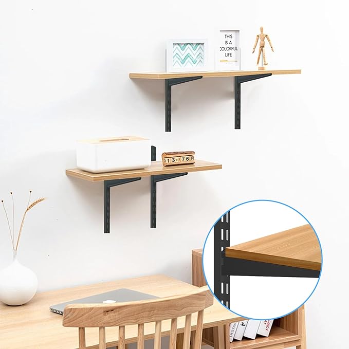 12‑Pack Dual‑Track Wall Shelf Rails – 47.5 in / 120 cm Heavy‑Duty Upright Standards for Adjustable Shelving in Pantries, Closets, Garages (Black)