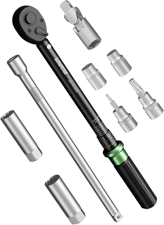 3/8" Torque Wrench Set, Adjustable Click Torque Wrench 3.69-44.25 ft.lb, Inch Pound Torque