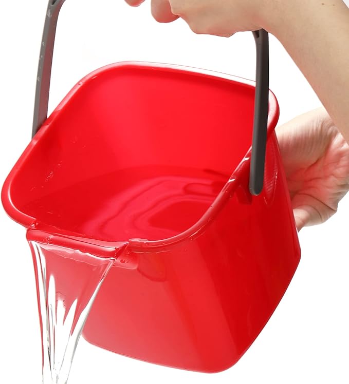 Peohud 4 Pack Sanitizing Buckets, 3 Quart Small Cleaning Pail, Square Detergent Bucket with Spout and Handle for Home, Offices, School, Commercial Use