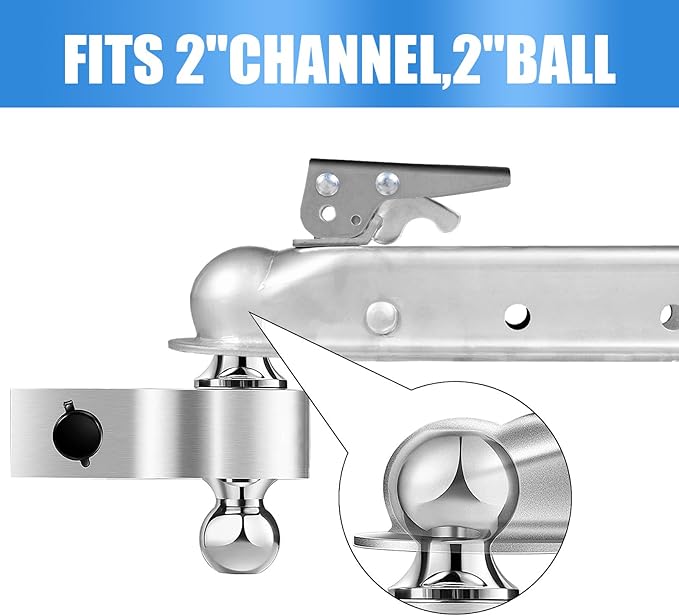 Torin ATRHCL004B Straight Trailer Tongue Coupler for 2-Inch Channel and 2-Inch Hitch Ball, Durable Finish, 3,500 lbs Capacity