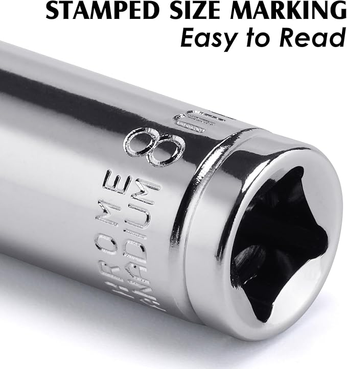 MIXPOWER 4PCS 1/4"Drive 8mm Deep&Shallow Socket, 6 Point, Cr-V Steel, 8mm