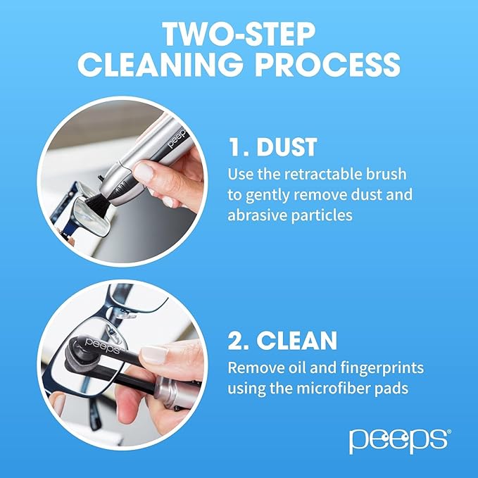 CarbonKlean Peeps Eyeglass Lens Cleaner - Efficient and Durable Carbon Microfiber Technology - Exclusively Used by NASA - 500 Uses (Injected Blue)
