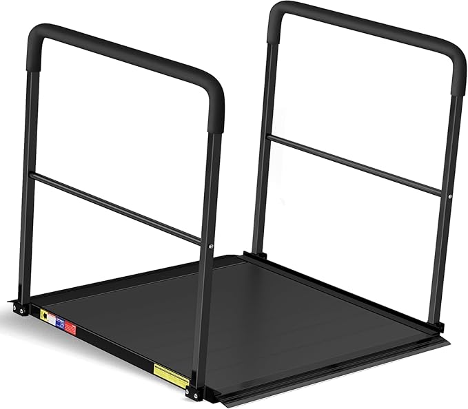 3FT Wheelchair Ramp with Handrails, Heavy Duty 800 lbs Capacity, Aluminum Threshold Ramp for Home Steps, Doorways & Curbs - Semi-Permanent Non-Slip Access for Wheelchairs, Scooters, Seniors & Disabled