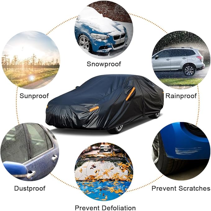 Kayme 7 Layers Car Cover Custom Fit for Nissan Sentra (2000-2025) Waterproof All Weather for Automobiles, Outdoor Full Cover Rain Sun UV Protection.