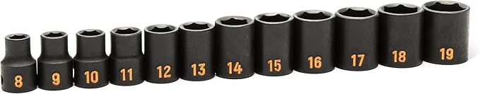 GEARWRENCH 12 Piece 3/8" Drive 6 Point Metric Hi-Viz Impact Socket Set | 84911H