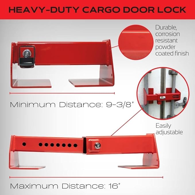 Equipment Lock Heavy Duty Cargo Door Lock - Powder Coated Steel Shipping Container Lock - Maximum Security Semi Trailer Door Lock - Semi Truck Accessories and Trailer Security (Keyed Alike)