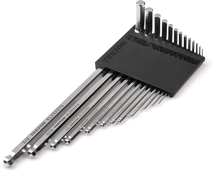 TEKTON Ball End Hex Key Set with Holder, 13-Piece (0.050-3/8 in.) - Chrome Finish | KLX91101