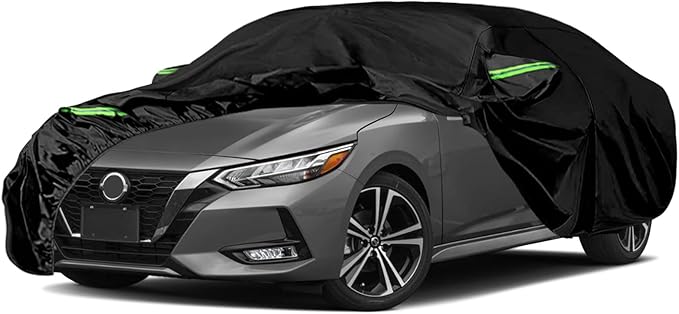 Waterproof Car Covers Replace for 1999-2025 Nissan Sentra, 6 Layers All Weather Custom-fit Car Cover with Zipper Door & Windproof Bands for Snow Rain Dust Hail Protection (Sentra)