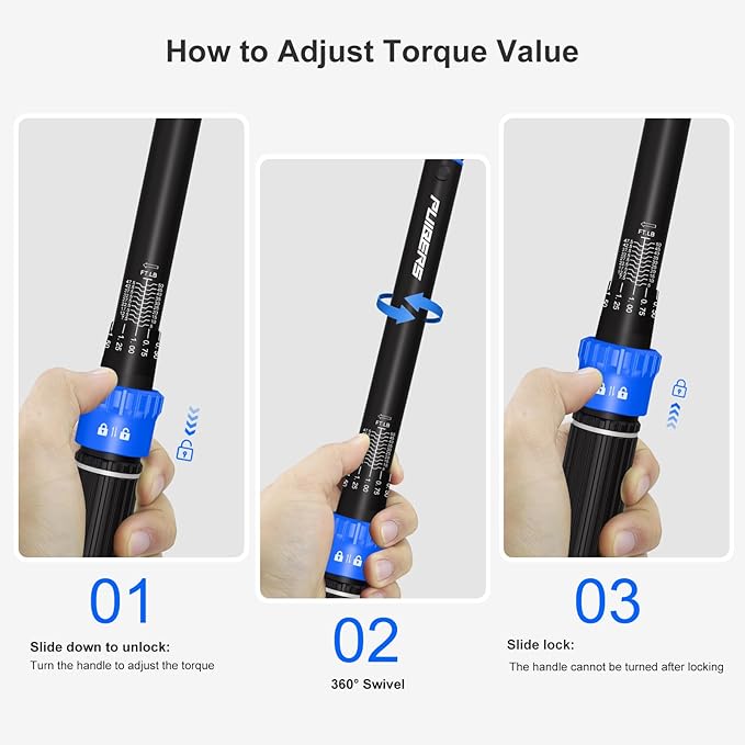 5PCS Torque Wrench Set 3/8" Drive 5-50 FT.LB, Dual-Direction 72-Tooth Adjustable Torque Wrenches with 6" Extension Bar, 3/8" to 1/2" & 1/4" Adapters for Car, Motorcycle,Bike Maintenance