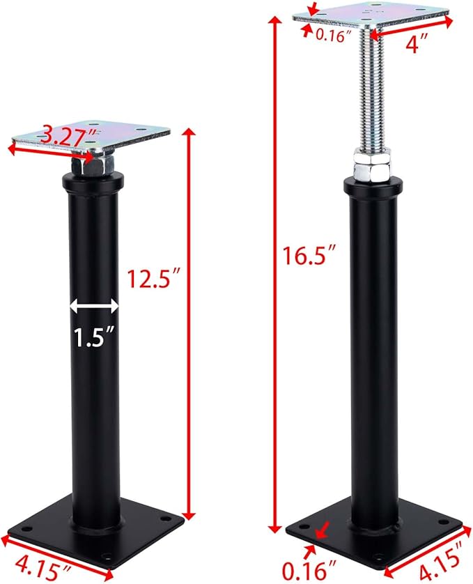 2-Pack Adjustment Floor Jack Post Floor Jack Lift Supports 12.5-16.5 Inch Adjustable House Jack,Adjust Supports,Lift Supports,Mini Screw Jack, Floor Straightener,Level Supports