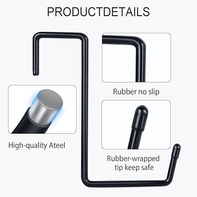 Large Vinyl Coated Heavy Duty Garage Storage Utility Hanging Hooks (6 Pack) - Rafter Hanger Hooks for Bicycle, Ladder, Fence, Pool Cover, Sport Equipment & More