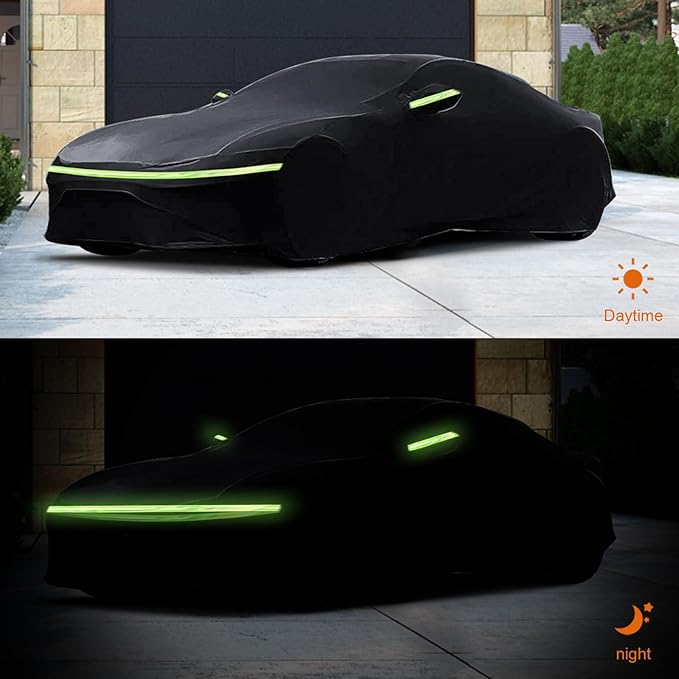 Waterproof Car Covers Compatible with 1984-2007 Toyota MR2, 6 Layers All Weather Car Cover with Zipper Door & Windproof Bands for Snow Rain Dust Hail Protection