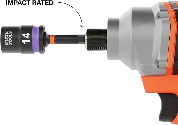 Klein Tools 33809M Grab-And-Go Impact Socket Set, Metric, 10-Piece Set with Sleeve, Carabiner, 3/8-Inch Drive, Color-Coded 8 mm, 10 mm, 12 mm, 13 mm, 14 mm, 15 mm, 17 mm, 18 mm, 19 mm Sockets