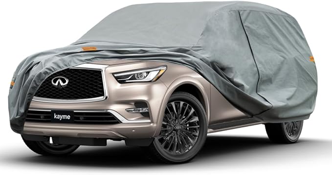 Kayme Heavy Duty SUV Car Cover Custom Fit Infiniti QX80 Waterproof All Weather for Automobiles, Full Exterior Covers Sun Rain UV Protection.（Deliver About 3-10 Days）