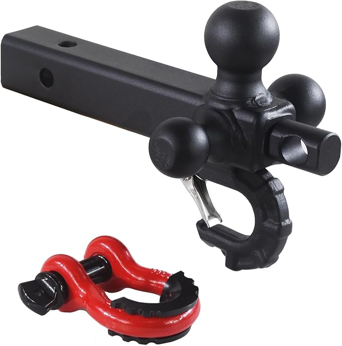 TOPTOW Trailer Hitch Tri-Ball Hitch Mount w/Matte Black Triple Hitch Balls 1-7/8-inch, 2-inch, 2-5/16-inch, Multi-fit for 2 inch Trailer Hitch Receiver