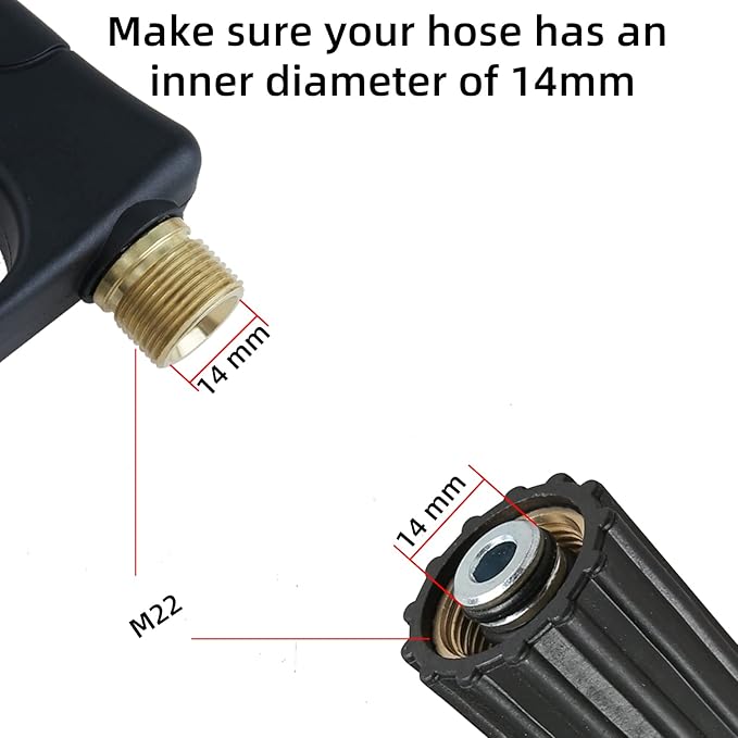 Sooprinse High Pressure Washer Gun 3000 PSI Max, Power Washer Short Gun with 1/4 Inch Quick Connector, M22-14