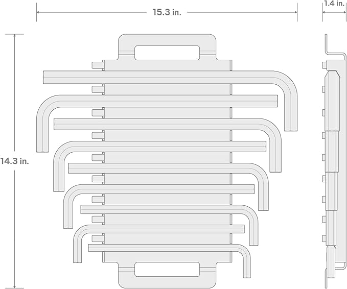 TEKTON Flat End Hex L-Key Set with Rack, 9-Piece (11-19 mm) | KLX92201