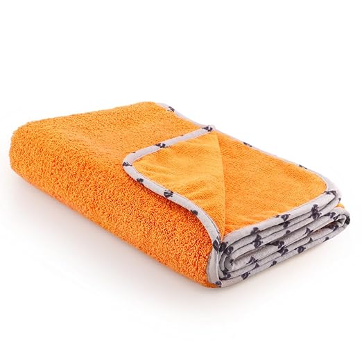 SPTA Drying Towel, Microfiber Car Drying Towel, 1 Pack Highly Absorbent, Scratch Free Large Car Wash Drying Towel for Car Washing, Drying & Auto Detailing, 23.8 x 30.9 inch, Orange-MT032