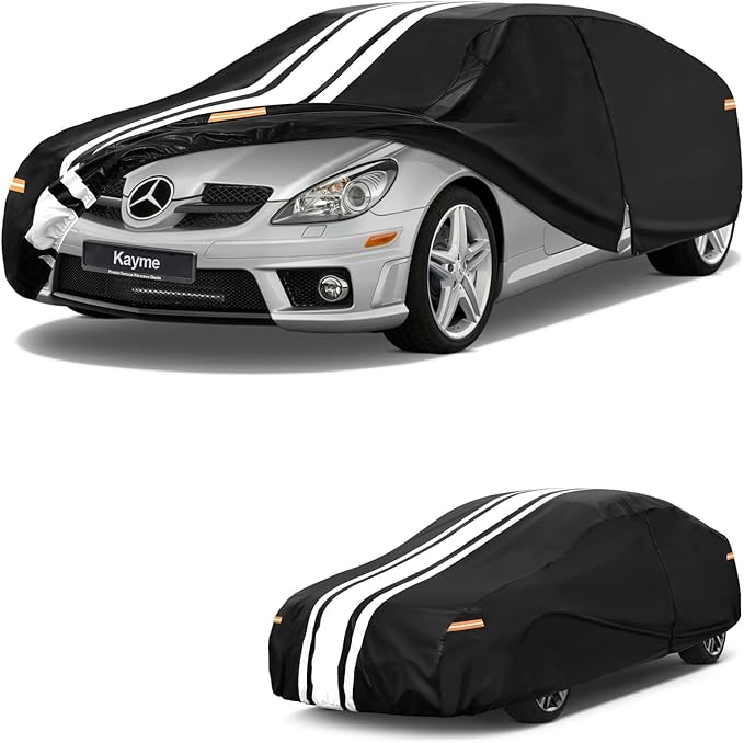 Kayme Heavy Duty Car Cover Custom Fit for Mercedes-Benz SLK/SLC Class 200 230 280 300 350 (1996-2025), Outdoor Full Exterior Cover with Tape and Towel, Rain Snow Sun UV Protection.