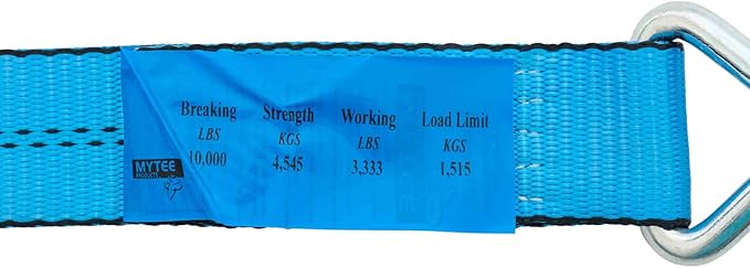 Mytee Products (10 Pack 2 Inch x 27 FT Blue Ratchet Strap with J Hooks - 10,000 Lbs Breaking Strength - Heavy Duty Tie Down Cargo Truck Straps with Wire Hooks for Flatbed, Truck, Trailers Pickup
