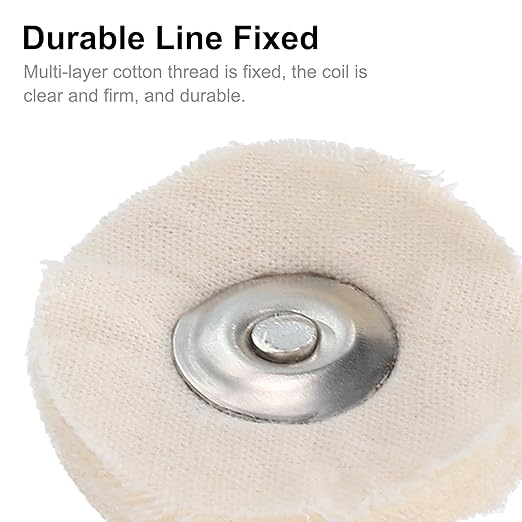 uxcell 1-Inch Buffing Polishing Pad Wheel Cotton with 1/8-inch Handle for Manifold Aluminum Stainless Steel Chrome White 20 Pcs