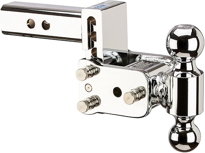 B&W Trailer Hitches Chrome Tow & Stow Adjustable Trailer Hitch Ball Mount - Fits 2" Receiver, Dual Ball (2" x 2-5/16"), 3" Drop, 10,000 GTW - TS10033C