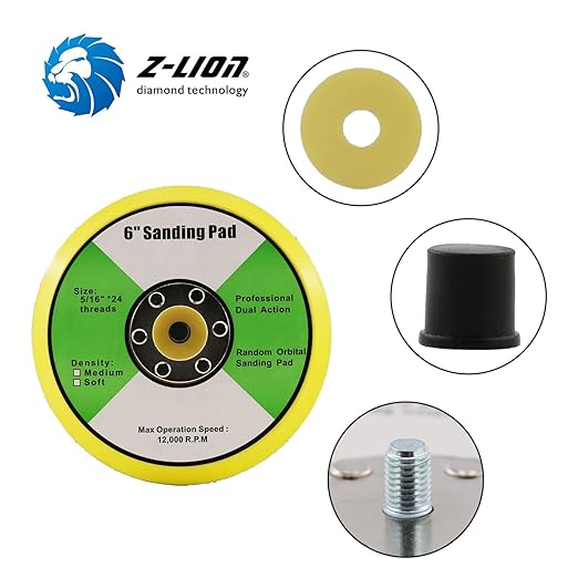 6 Inch Backing Pad 5/16"-24 Thread Plates for Air Sander Dual Action Car Polisher Sanding Polishing-2PCS