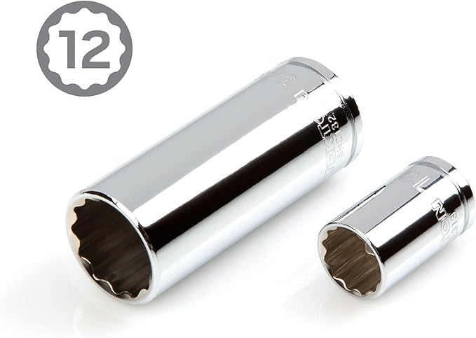 TEKTON 3/8 Inch Drive Shallow and Deep 12-Point Socket and Ratchet Set with Case, 73-Piece (1/4 - 1 in., 6 - 24 mm) | SKT15312