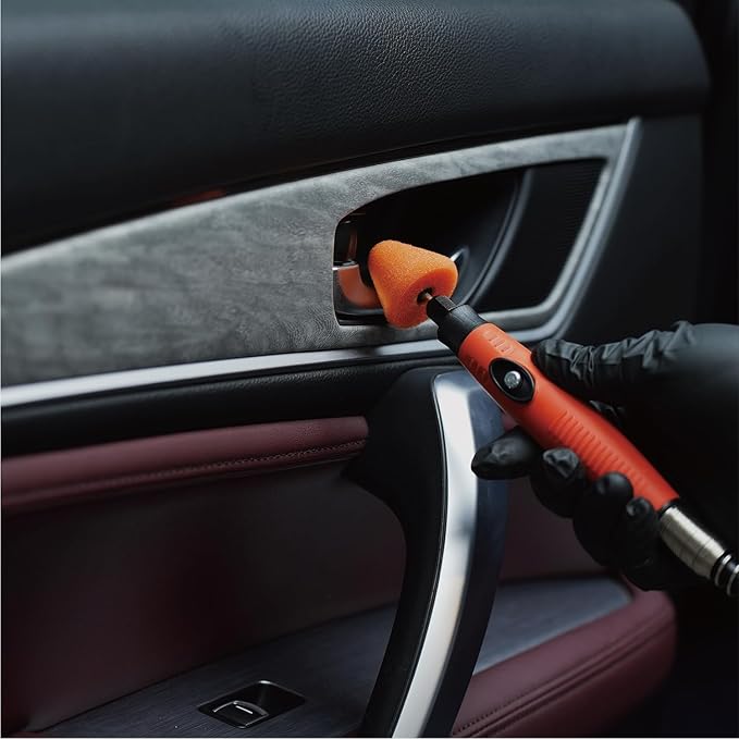 SPTA Orange Cone Heavy Cut Pad with 1/8" Shank, 5Pcs Orange Flexible Shaft Cone Polishing Pad Set,Mini Car Detailing Pads for Small Area for Flexible Shaft & Drill Attachment -PT189-5