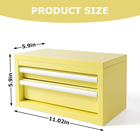 Mini Steel Tool Box with Drawers - Small Tool Chest for Small Item Storage Organizer - Portable Metal Toolbox Organizer with Tool Drawer (mini yellow)
