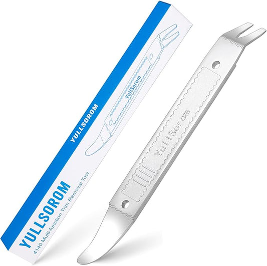 4140 Dual-purpose Steel Pry Bar, Multi-Function Trim Removal Tool for Automotive Panel,Planes Panel, Interior &exterior Trim Removal (Silver Pry Tool 1pc)