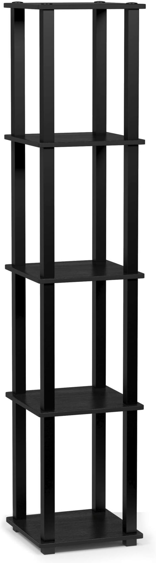 FURINNO Turn-S-Tube 5-Tier Corner Square Rack Display Shelf, Americano/Black