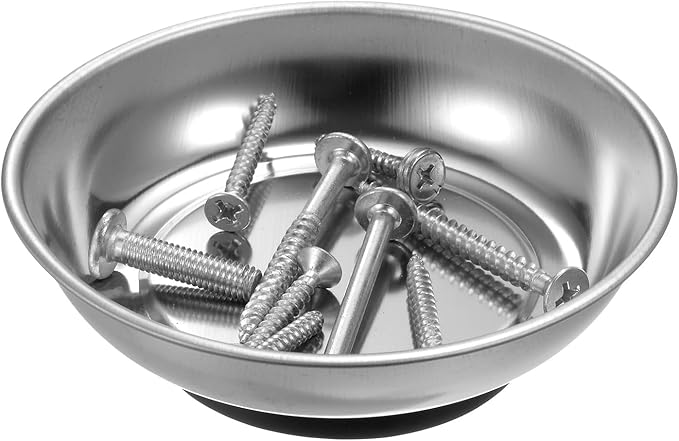 HARFINGTON Round Magnetic Tray 6" x 1.42" Stainless Steel Magnet Tool Tray Parts Holder for Socket Screw Nuts Bolts Pin Washers Metal Parts