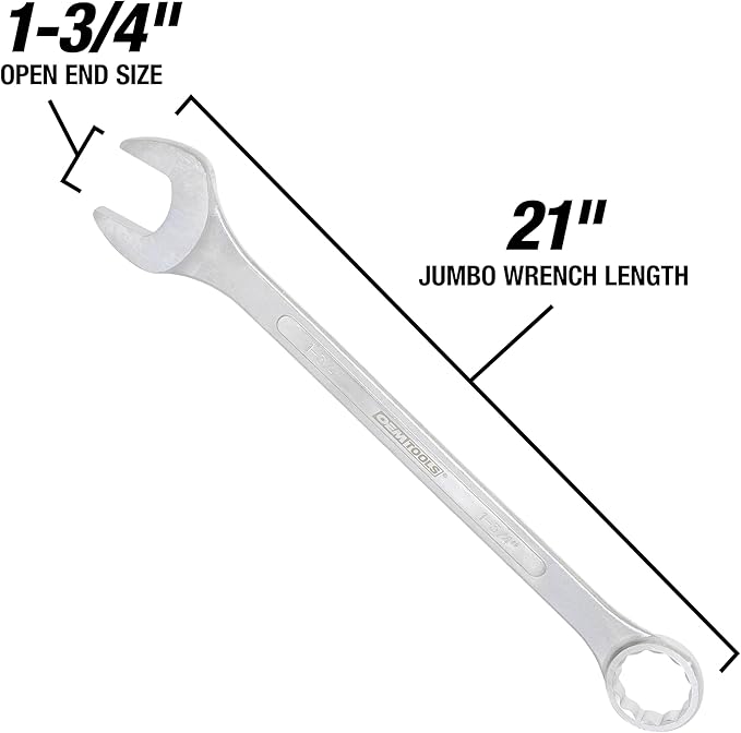 OEMTOOLS 22110 1 3/4 Inch Jumbo Combination Wrench, Large Wrench, Offset Wrench Design With Raised Panel