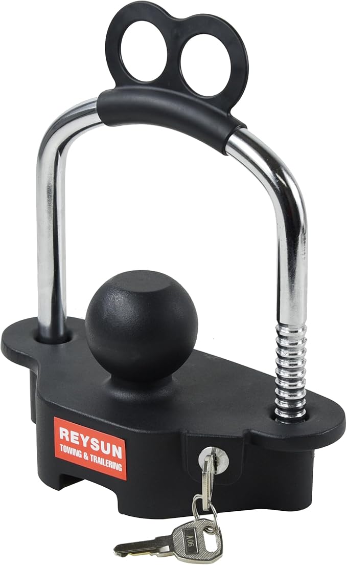 863507 Trailer Hitch Lock Trailer Locks Universal Coupler Lock, Heavy Duty Ball Hitch Lock for 1-7/8", 2" and 2-5/16" Trailer Coupler, Matt Black