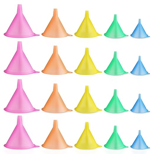 20 Pcs Plastic Funnel Set Colorful Wide Mouth Funnel Multipurpose Funnels for Kitchen Quick Clean Transfer Liquid Powder Bottles Cans Containers Filling - Various Sizes