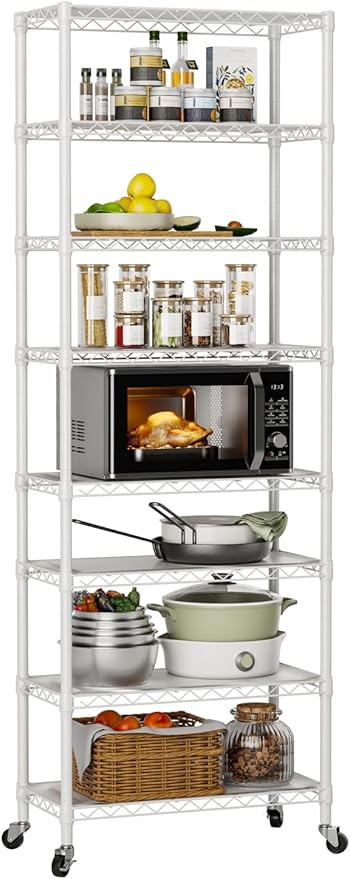 Golpart 8 Tier Adjustable Storage Shelves Heavy Duty Metal Shelf Wire Shelving Unit Organizer Rack for Home Kitchen Office Pantry Room Bathroom Shelving Organizers and Storage Laundry