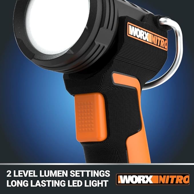 WORX Nitro 20V LED Work Light PowerShare, 160/350 Lumens Portable Light, LED Flashlight with Flexible Pivoting Head WX025L.9 – Tool Only