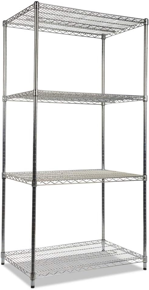 Alera ALE Industrial Heavy Duty Wire Shelving Starter Kit, 4-Shelf, 36w x 24d x 72h, Silver