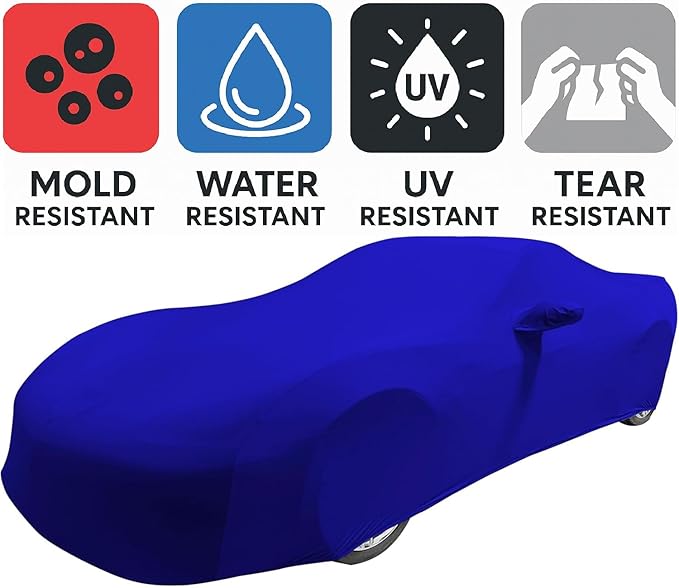 C6 Corvette Indoor Car Cover - Custom Fit Ultraguard Stretch Satin - Dust Proof Full Cover - The Ultimate High End Fit for 2005-2013 Base, Grand Sport, ZR1, Z06 Corvettes (Blue)