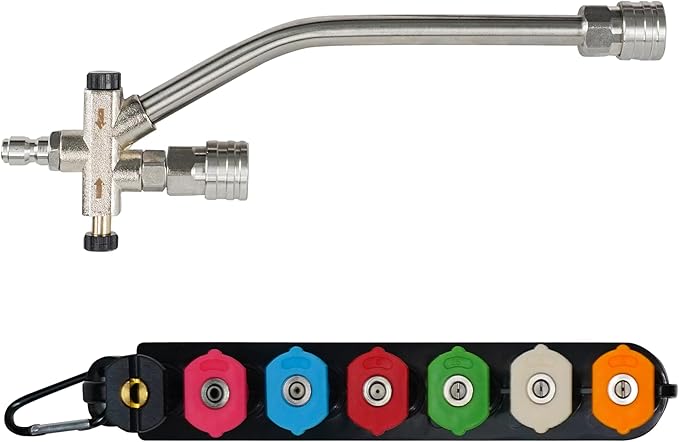 Hourleey Foam Cannon Dual-Connector Accessory, Pressure Washer Double Tip Attachment for Soap Cannon with 7 Power Washer Sprayer Nozzles, 1/4" Quick Connect, 4000 PSI
