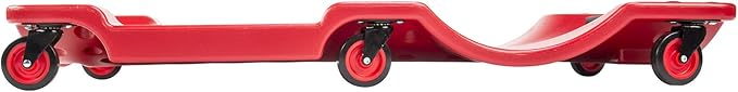 Pro Lift Mechanic Plastic Creeper 40 Inch - Blow Molded Ergonomic HDPE Body with Padded Headrest & Dual Tool Trays - 350 Lbs Capacity Red