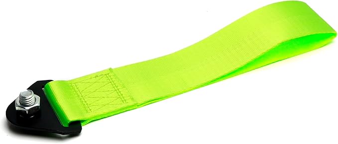 iJDMTOY Sports Lime Green Appearance Racing Style Nylon Tow Strap Universal Fit Compatible with Front or Rear Bumper