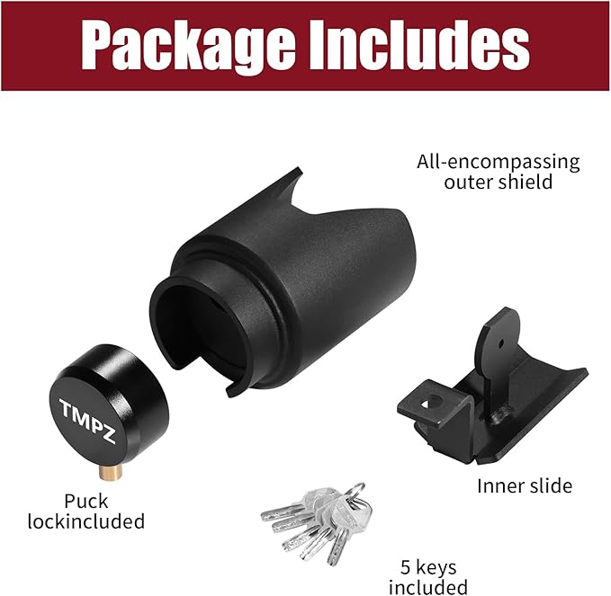 TMPZ Upgraded Heavy Duty Steel Trailer Hitch Lock for Most 2 Inch Couplers – Coupler Lock Secures Safety Chains, Anti-Theft Weatherproof Protection for RV, Pickup, Camper & Utility Trailers (Black)
