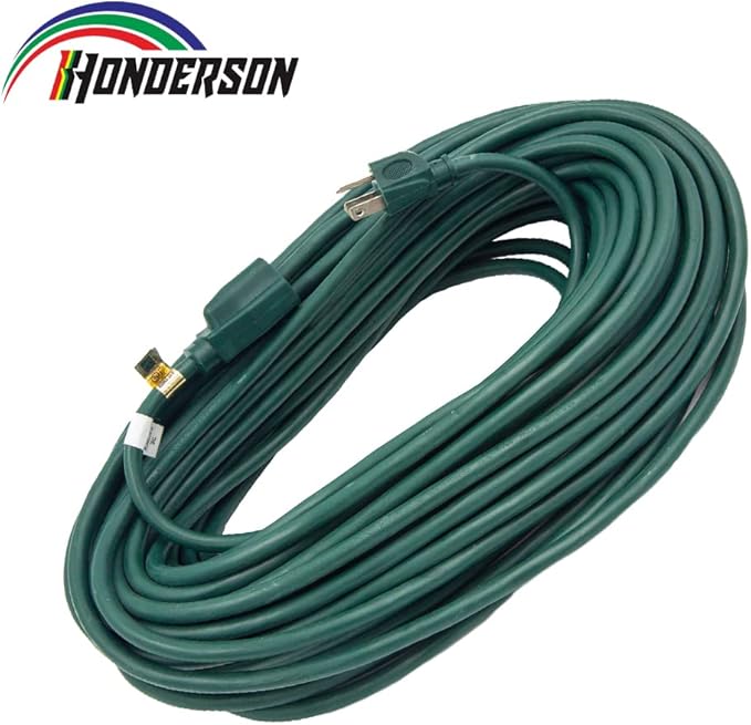 100FT Outdoor Extension Cord-16/3 SJTW Durable Green Extension Cable with 3 Prong Grounded Plug for Safety,Great for Outside Christmas Decorations