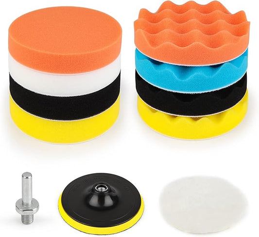 5 Inch(125 mm) Drill Polishing Pads 11 Pcs Car Polishers and Buffers Compound Buffing Kits Drill Attactment for Auto Polisher,Sanding,Waxing