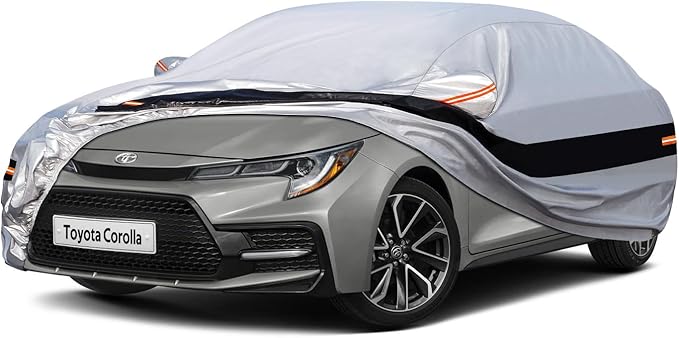 10 Layers Car Cover Custom Fit for Toyota Corolla Sedan (2000-2024) Waterproof All Weather for Automobiles, Outdoor Full Cover Rain Sun UV Protection.Silver