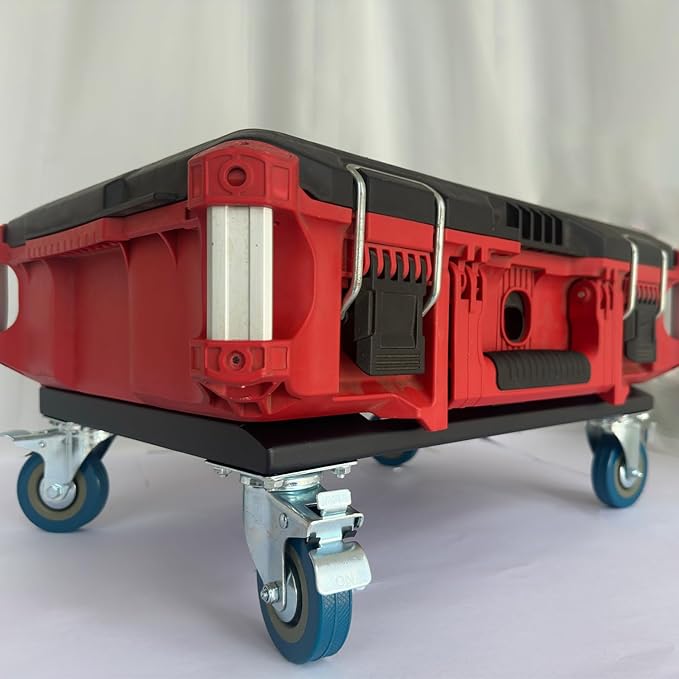 Duty Tool Box Dolly Compatible with Milwaukee Packout Carts, Fit for Packout Tool Box Made of Metal, Withstand up to 220 Lbs of Pressure, Milwaukee Dolly with Screws (Black, 1)